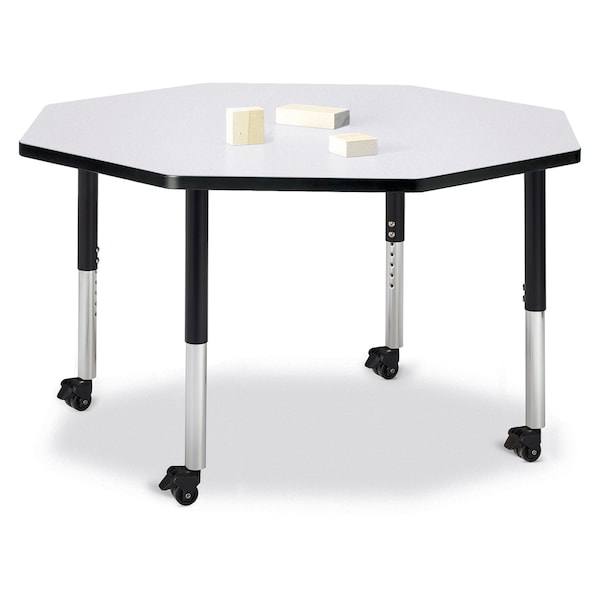 Berries Octagon Activity Table, 48 in. x 48 in., Mobile, Freckled Gray/Black/Black